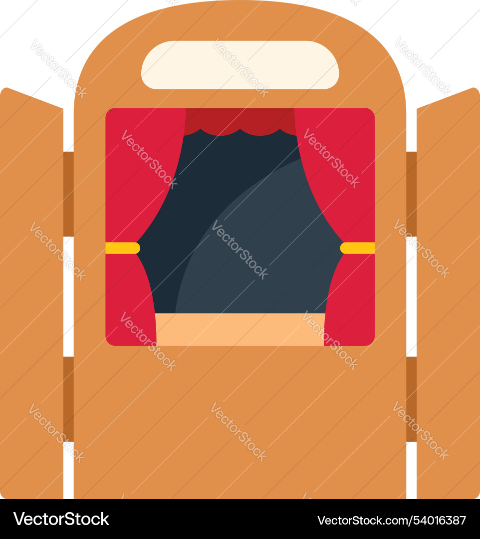 Empty puppet theater stage with red curtains Vector Image
