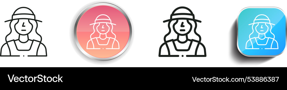 Farmer icon thin linear regular and button style vector image