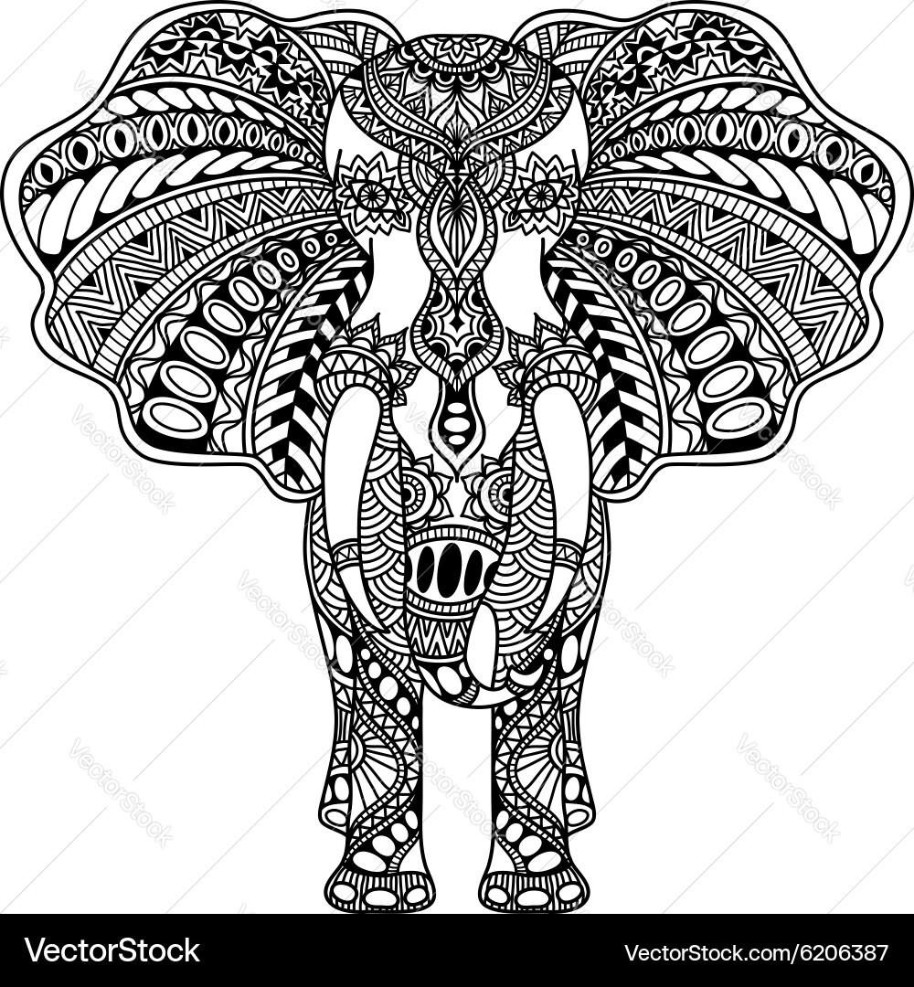 Henna Elephant Mehndi Art Vector Image