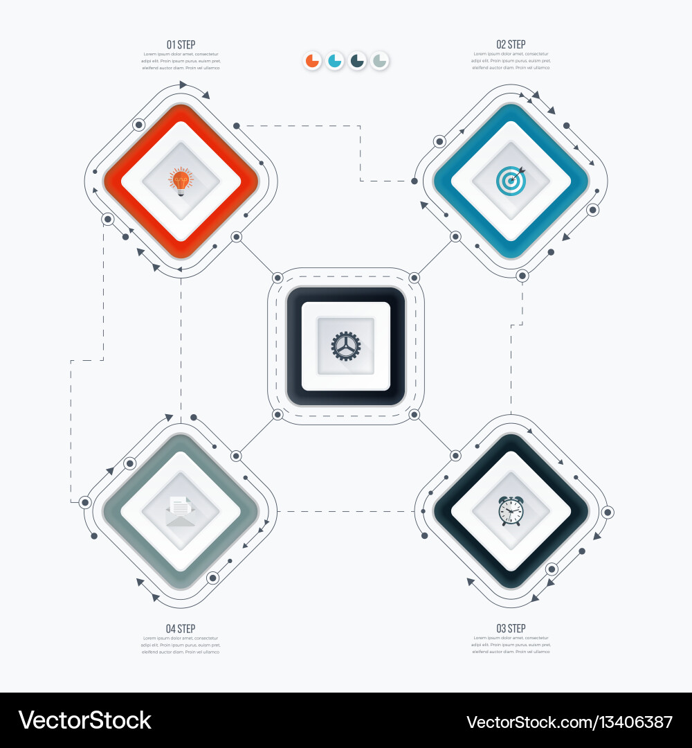 Infografik Vorlage vier Optionen mit Quadrat Infografik Vorlage vier Optionen mit Quadrat vektorbild