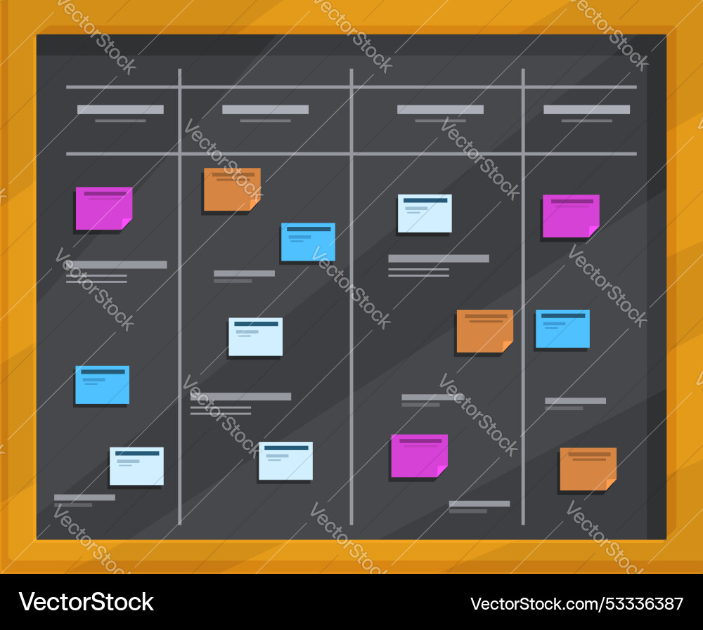 Scrum board showing sprints for agile development Scrum board showing sprints for agile development vector image