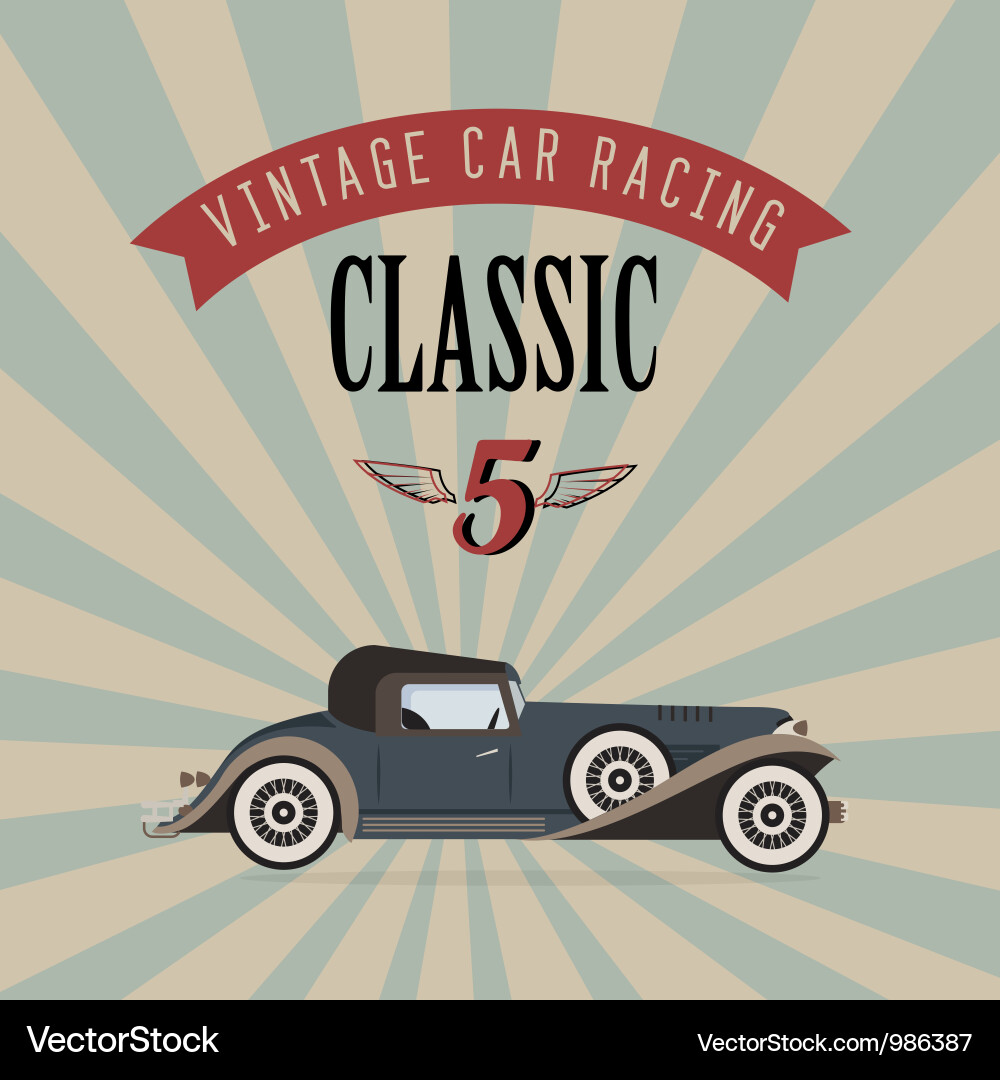 Vintage Classic Auto Illustration Vektorbild