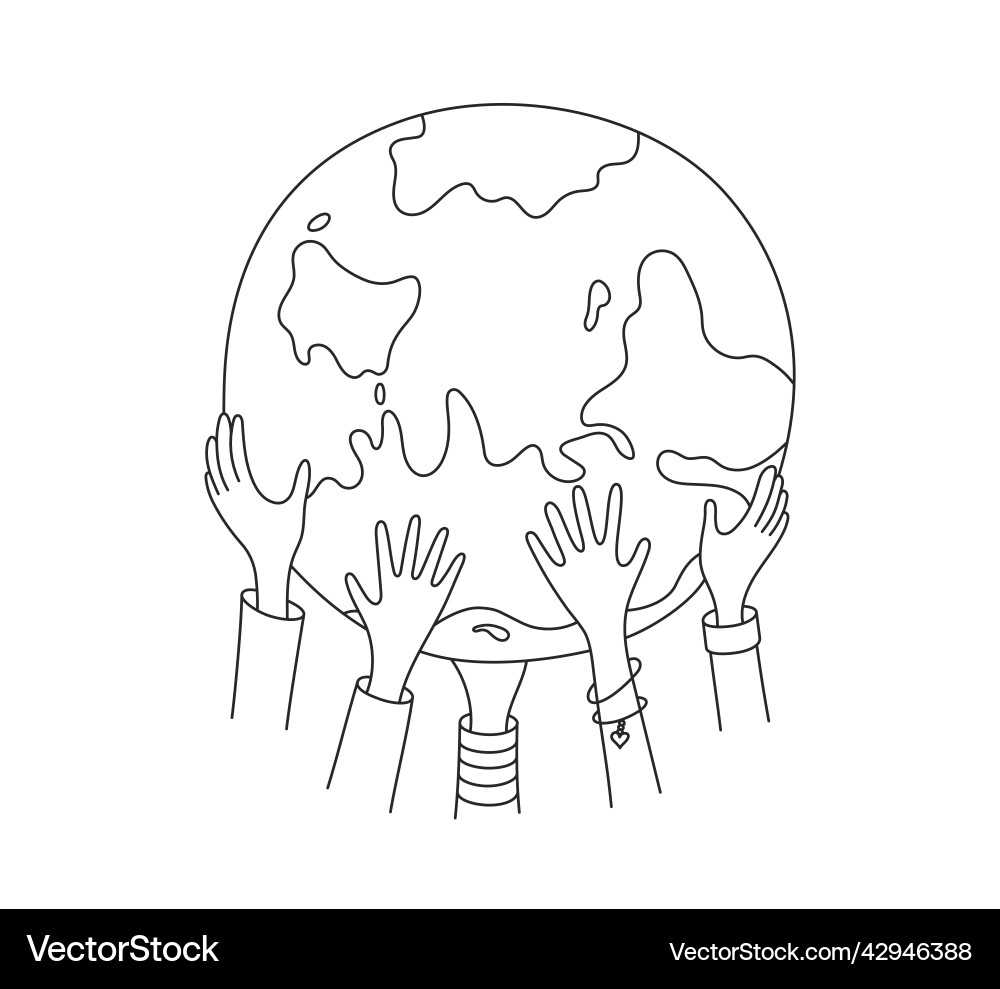 Children hands holding globe happy earth day Children hands holding globe happy earth day vector image