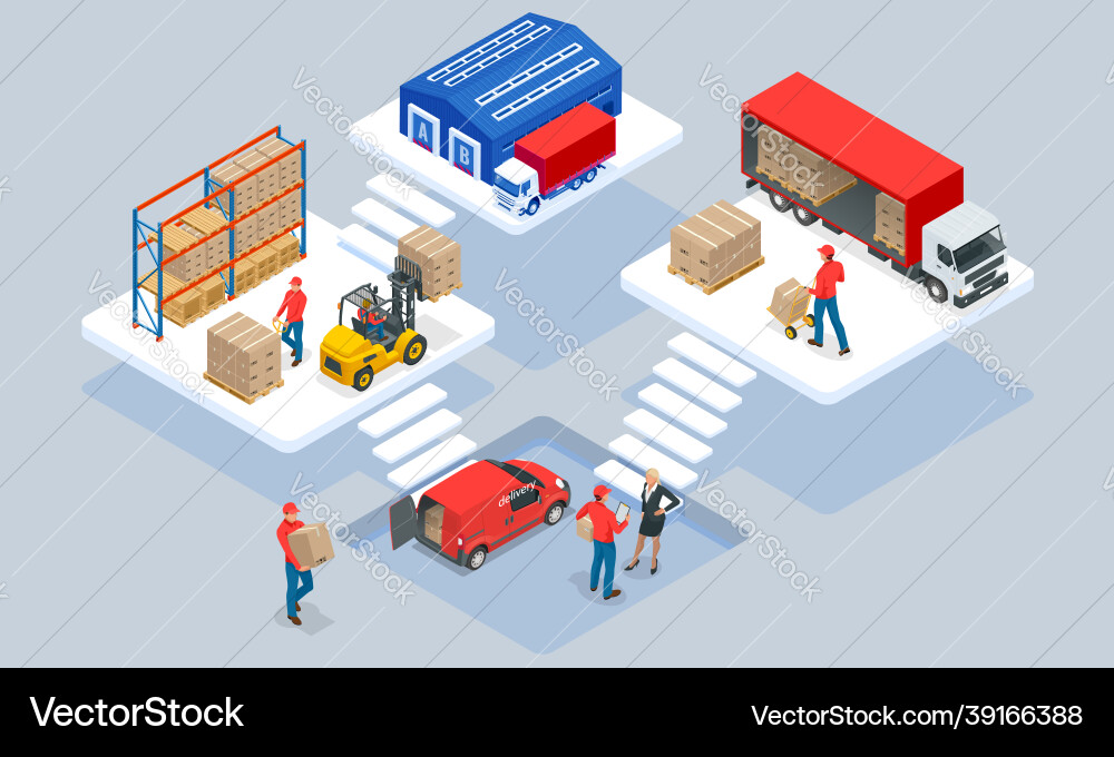 Global logistics network isometric Royalty Free Vector Image