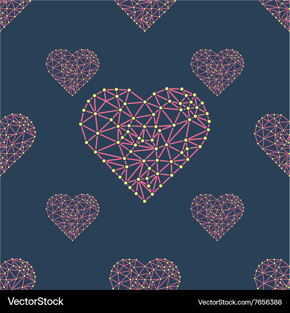 Heart with connected lines and dots wireframe mesh vector image