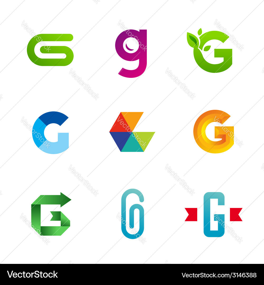 Letter G Logo Icons Collection Vector Image