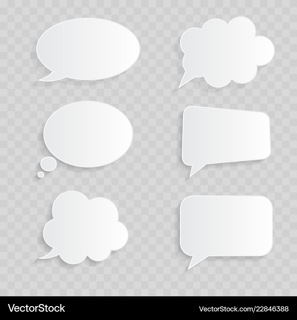 White blank retro speech bubbles set