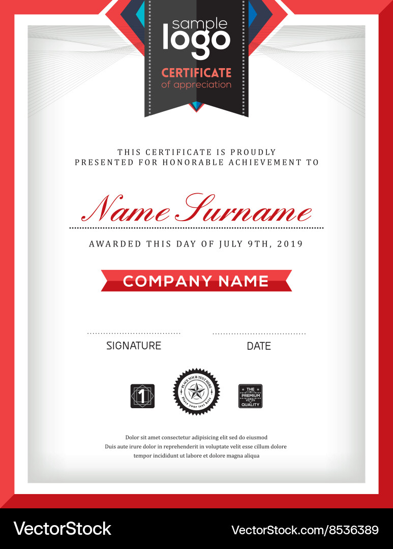 Abstract Certificate Template Vector Image