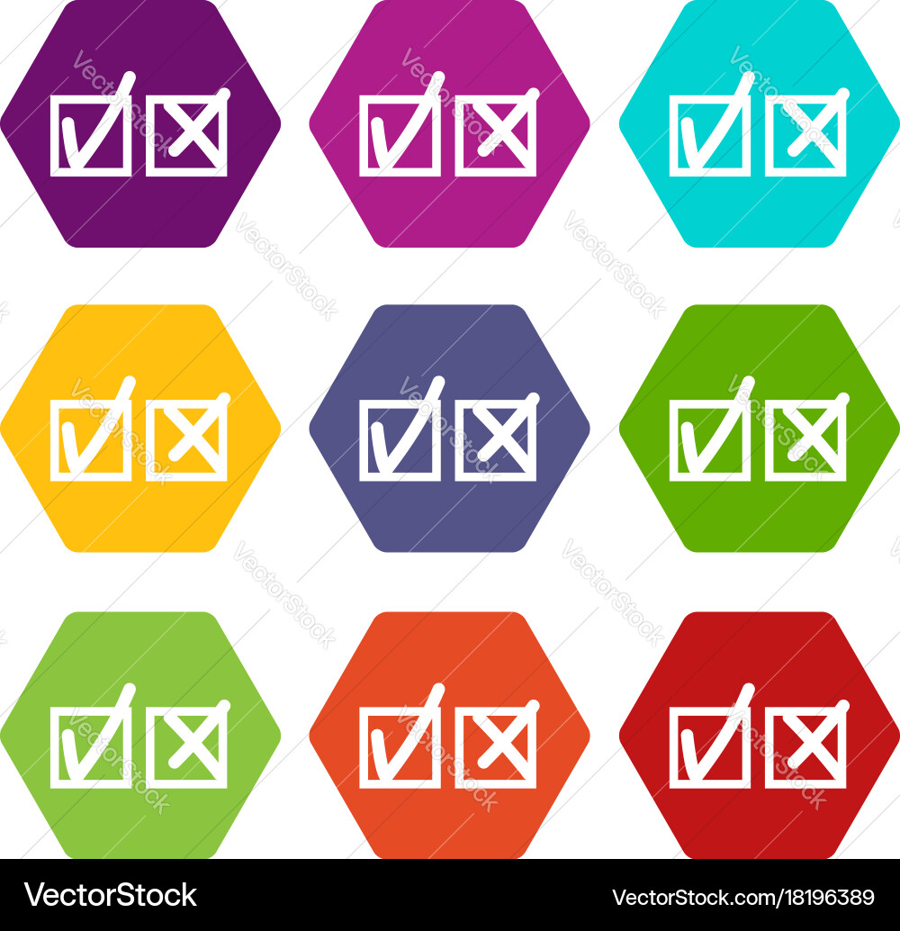 Checkmark to accept and refusal icon set color Vector Image