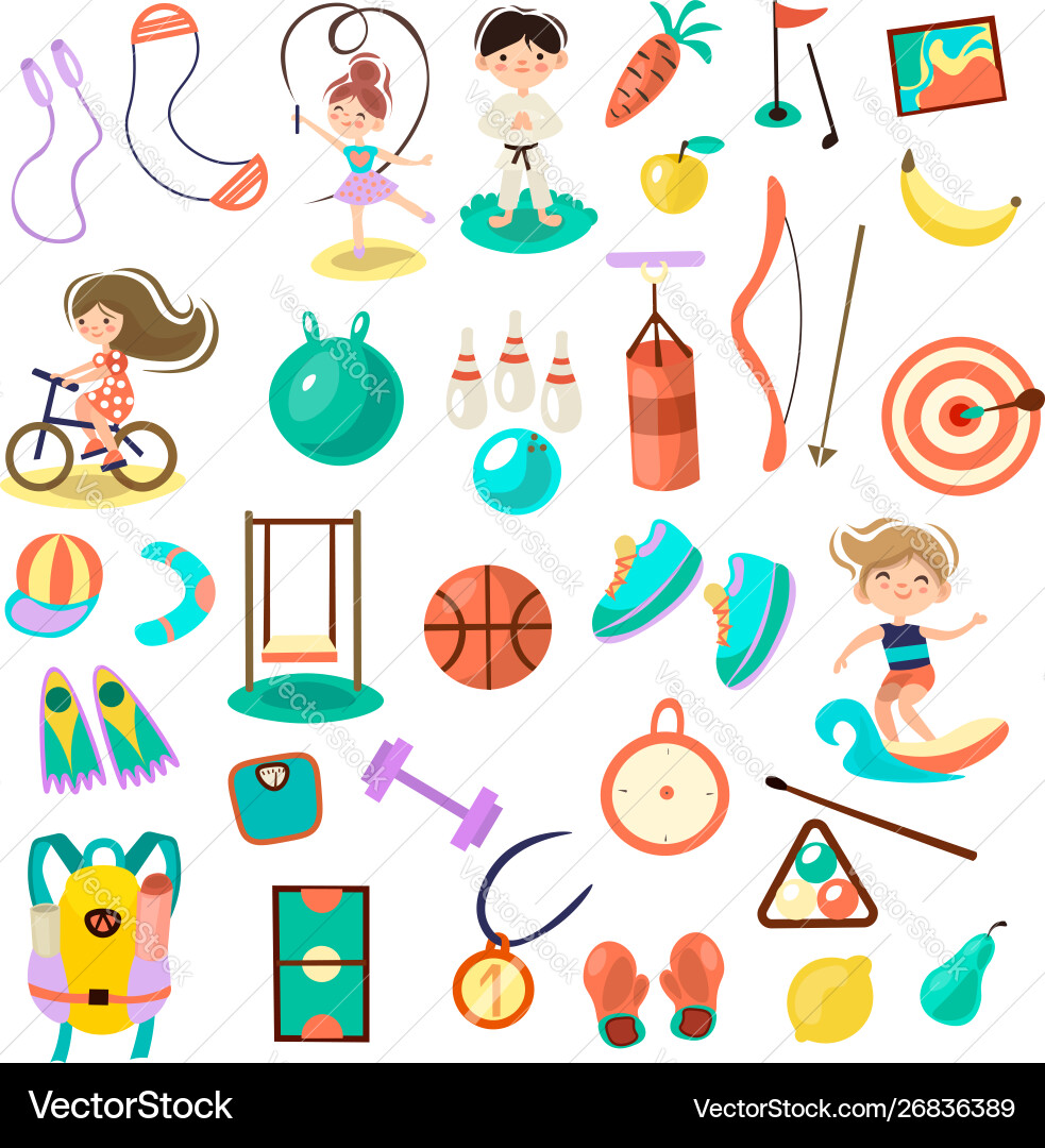 Children's Sports and Games Cartoon Vector Image