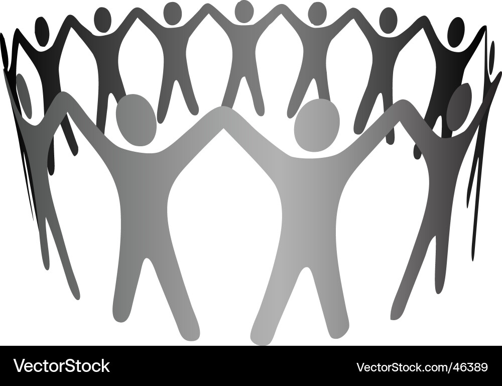 Group symbol people hold hands Royalty Free Vector Image