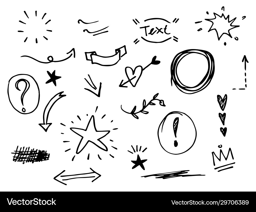 Hand drawn set doodle design element Royalty Free Vector