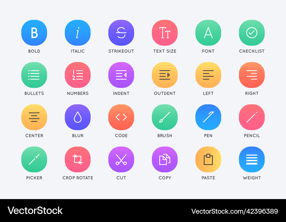 Text editing user interface ui icon set high Text editing user interface ui icon set high Vector Image