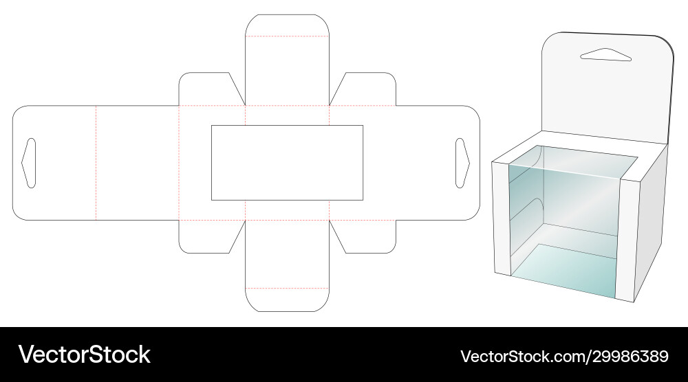 Toy packaging box with 3 window die cut template Toy packaging box with 3 window die cut template vector image