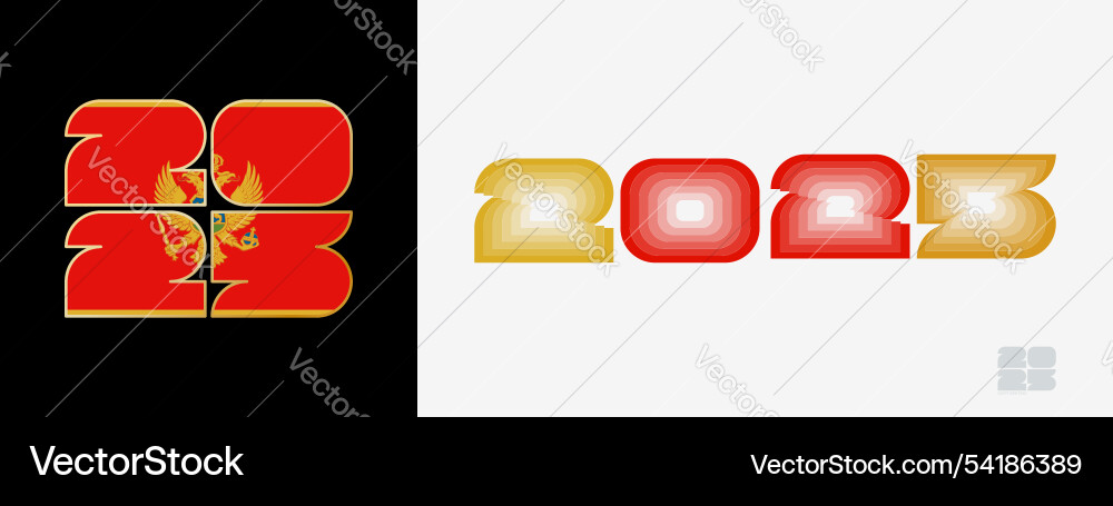 Year 2025 with flag of montenegro and in color Vector Image