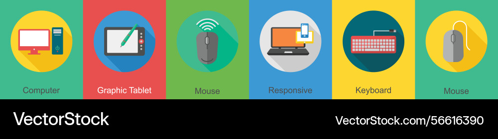 A set of 6 computer and hardware icons vector image