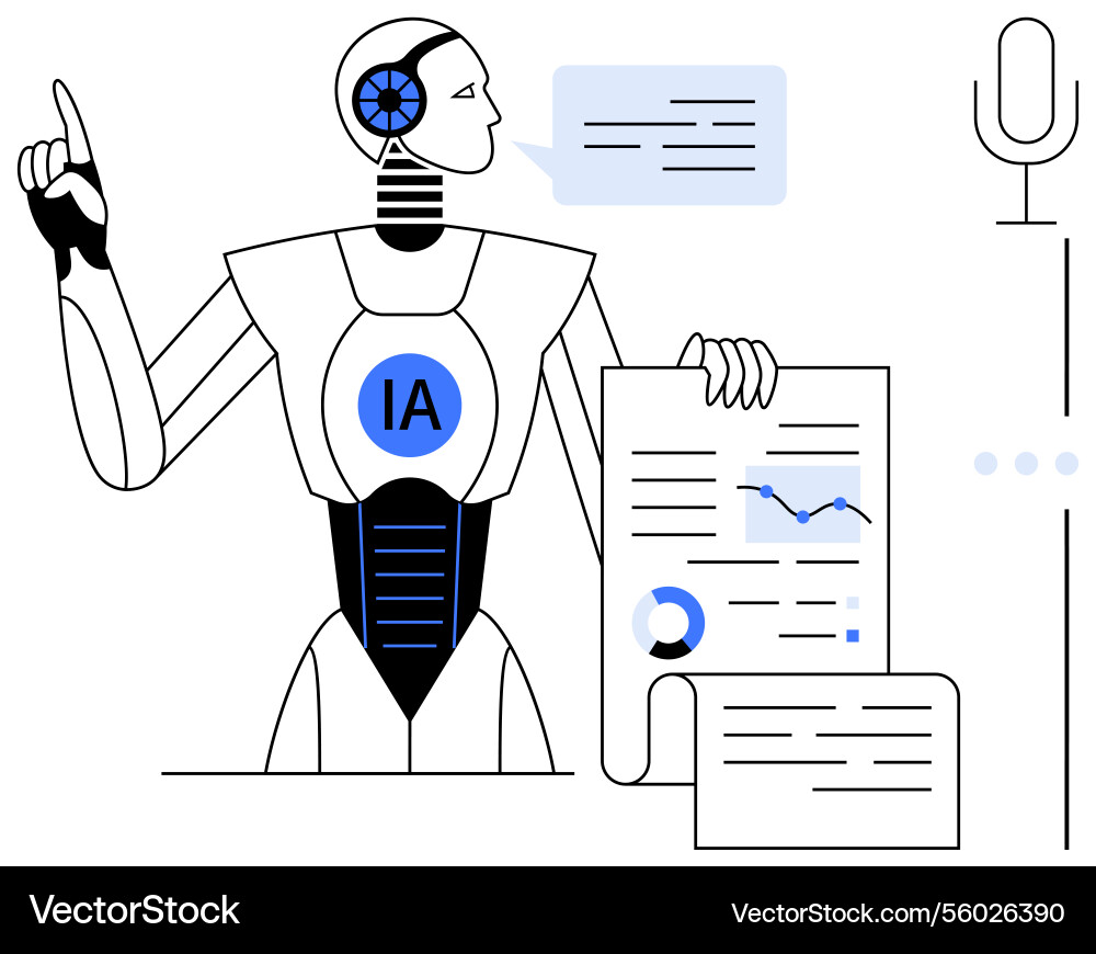 Ai-powered robot presenting data insights Ai-powered robot presenting data insights vector image