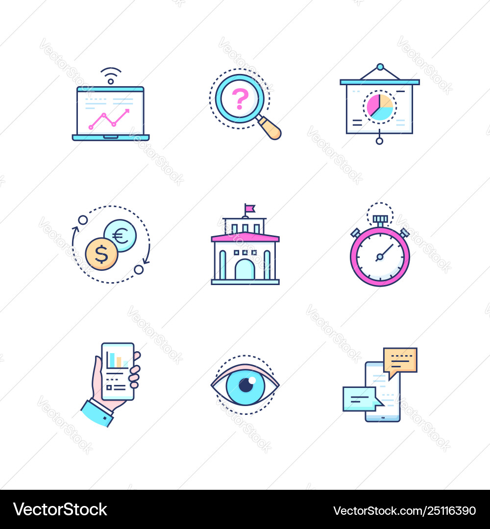 Business concepts - set line design style icons Business concepts - set line design style icons vector image