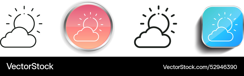 Cloudy icon thin linear regular and button style vector image