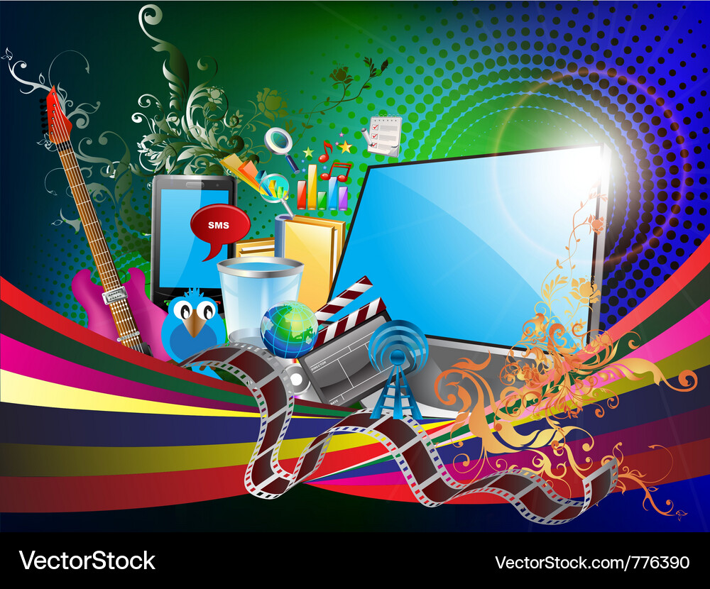 Computer and icons Vector Image
