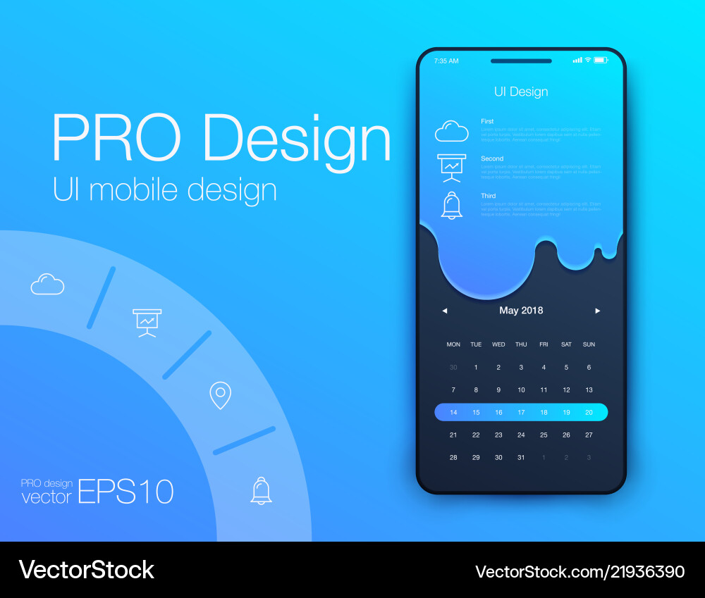 Date application ui design concept stock Date application ui design concept stock Vector Image