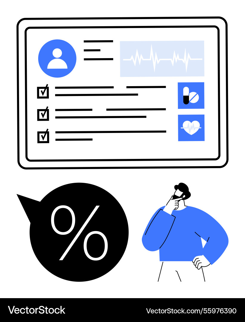 Digital health record with user profile checklist Digital health record with user profile checklist vector image