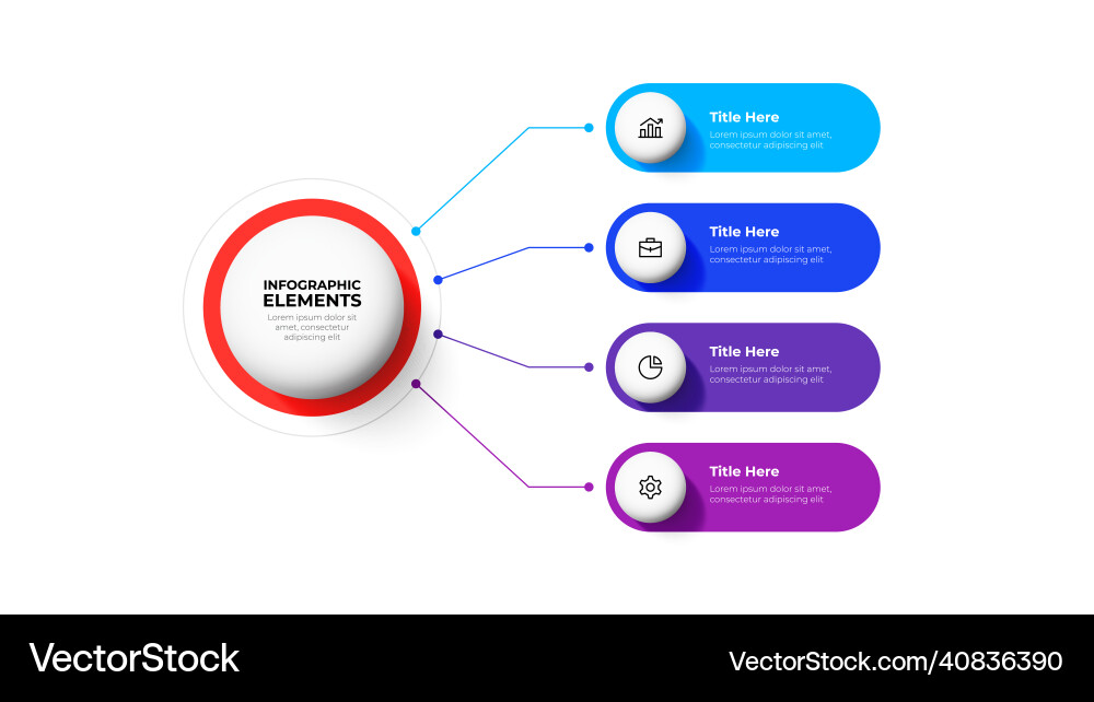 Flow chart with 4 rounded elements connected Flow chart with 4 rounded elements connected vector image