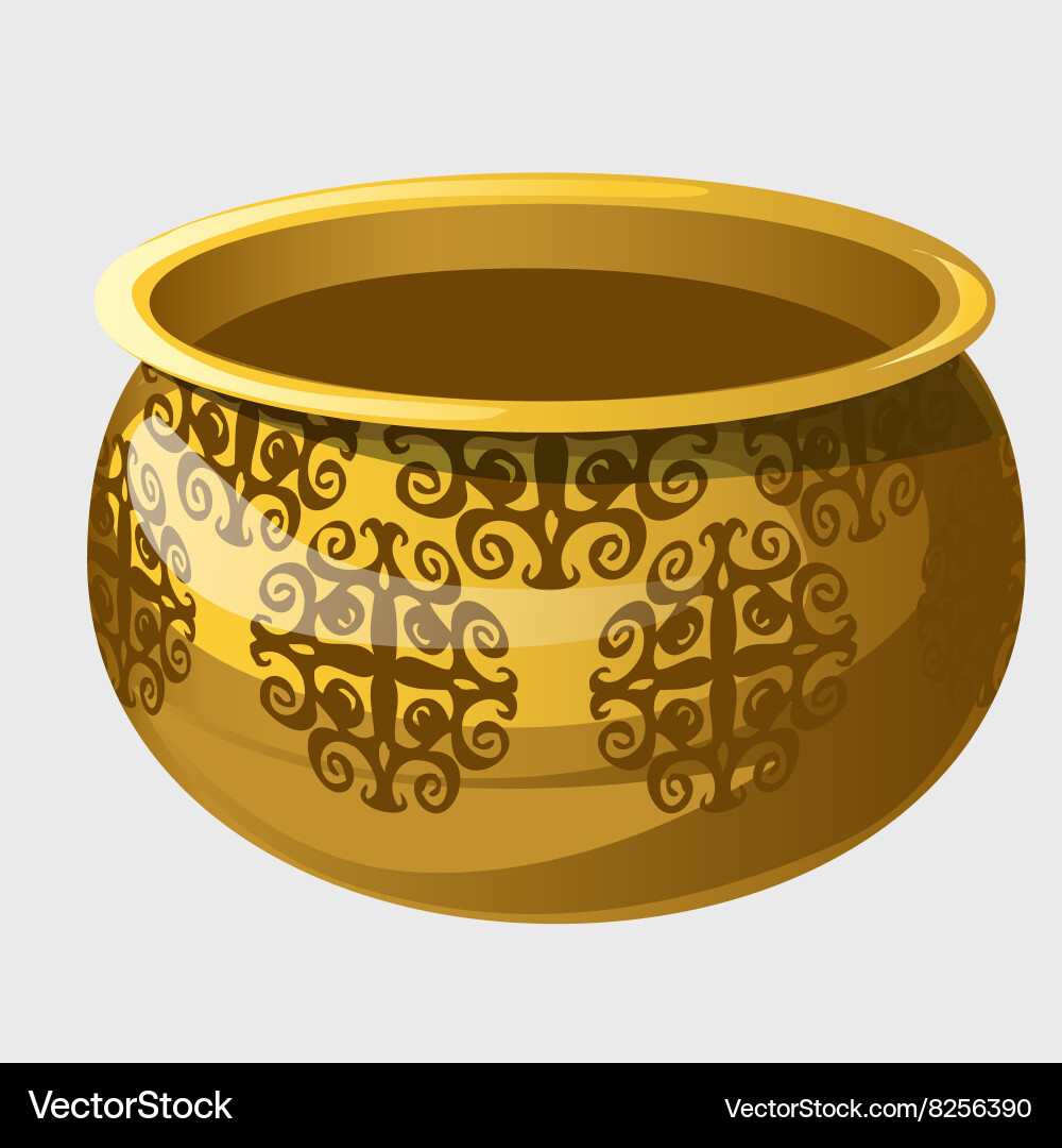 Golden pot with pattern in ancient style Vector Image