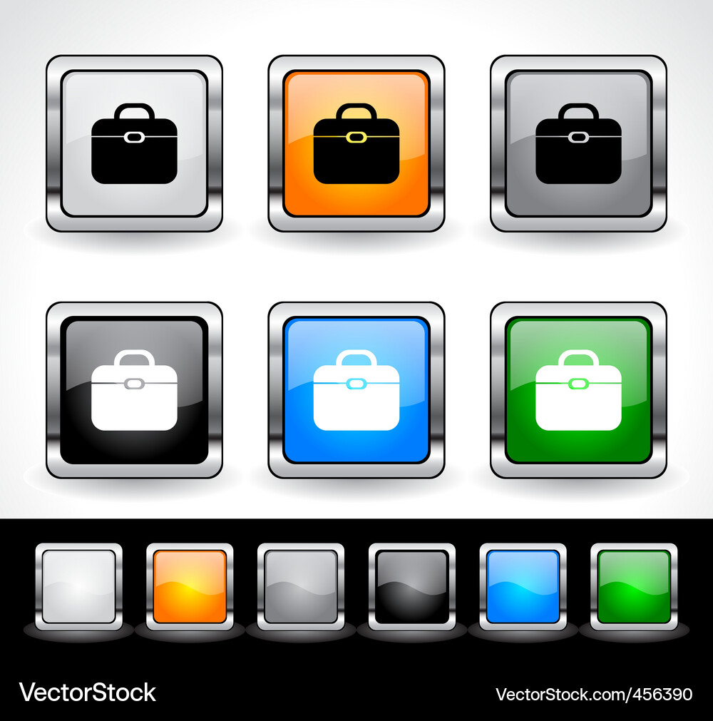 Modern Metallic Square Button Vector Image
