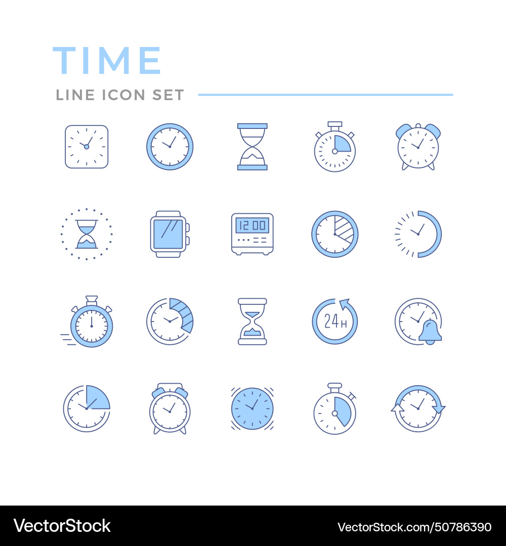 Set color line icons of time Set color line icons of time vector image
