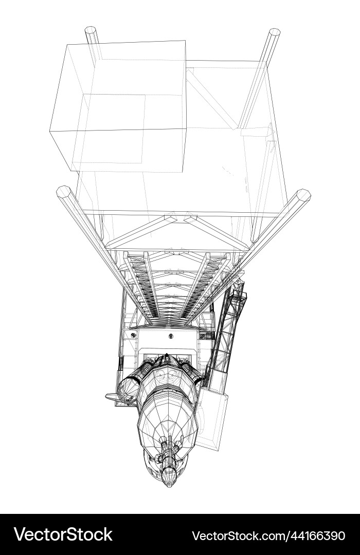 Space rocket on launch pad rendering of 3d Vector Image