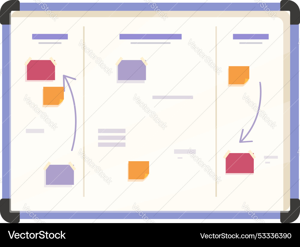 Whiteboard with kanban agile scrum sticky notes Whiteboard with kanban agile scrum sticky notes vector image