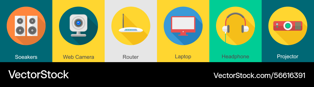 A set of 6 computer and hardware icons vector image