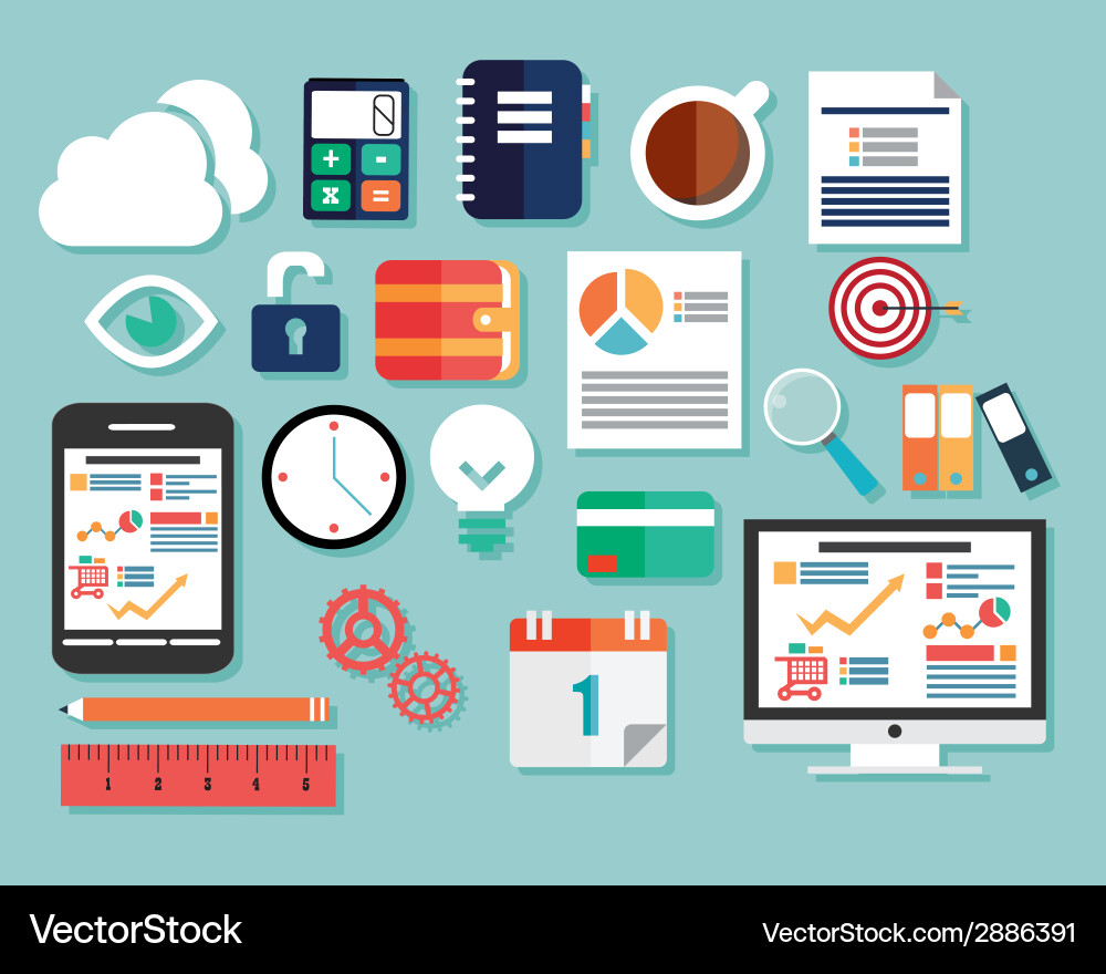 Collection of flat design icons computer Vector Image