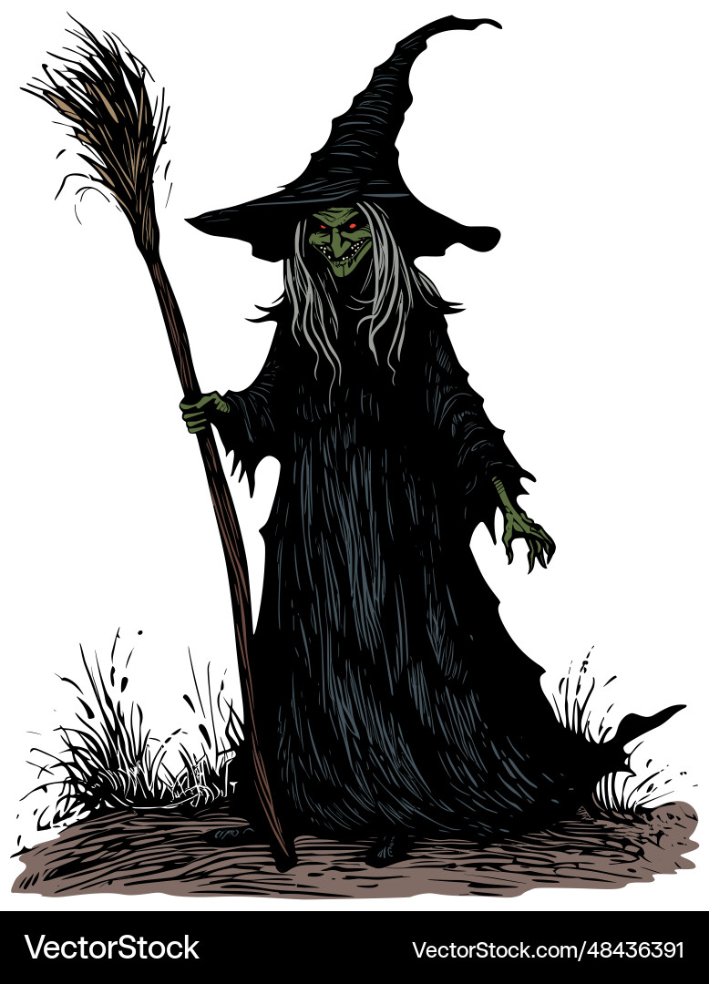 Creepy old witch vector image