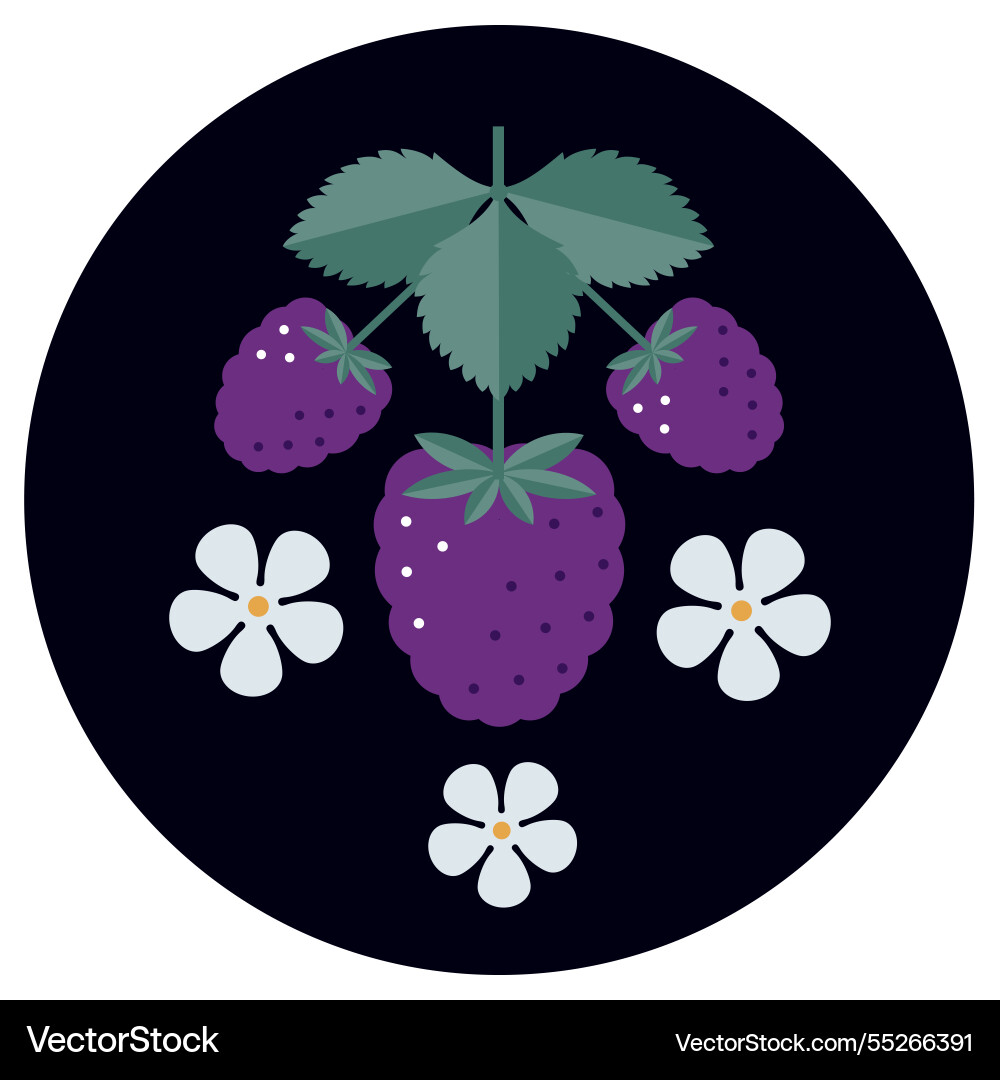 Dewberry Blumen Blätter Etikettenverpackung Dewberry Blumen Blätter Etikettenverpackung vektorbild