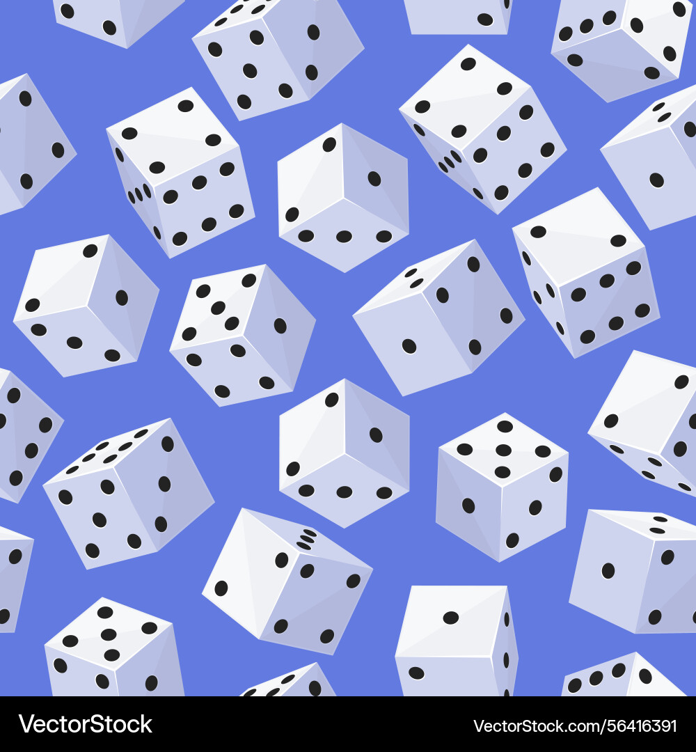 Different facets playing cubes seamless pattern Different facets playing cubes seamless pattern vector image