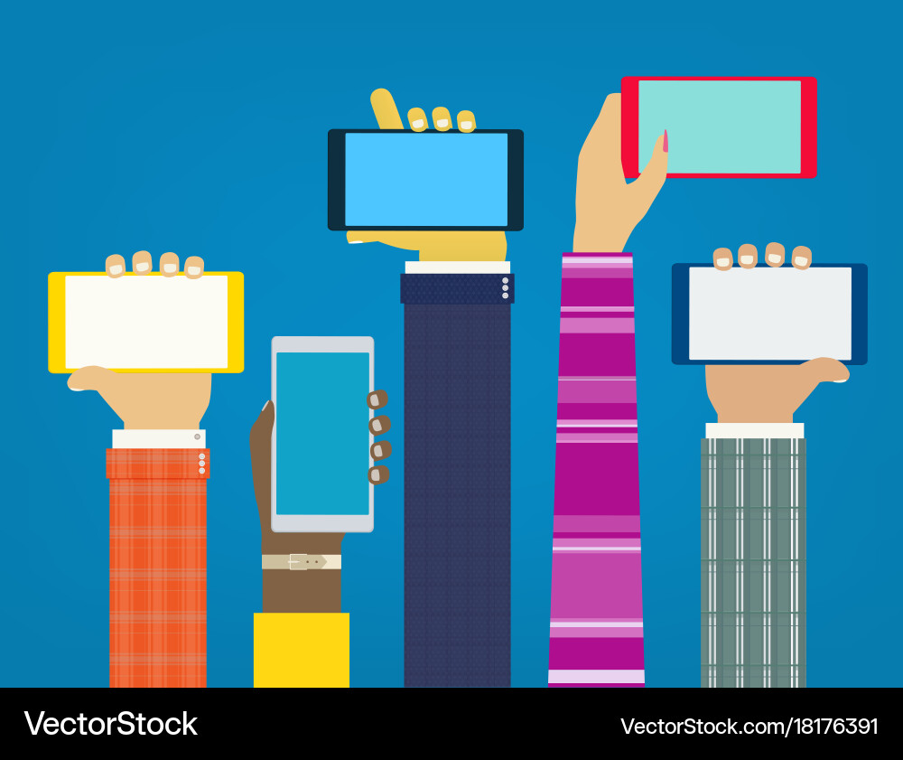 Interaction hands using mobile apps Vector Image