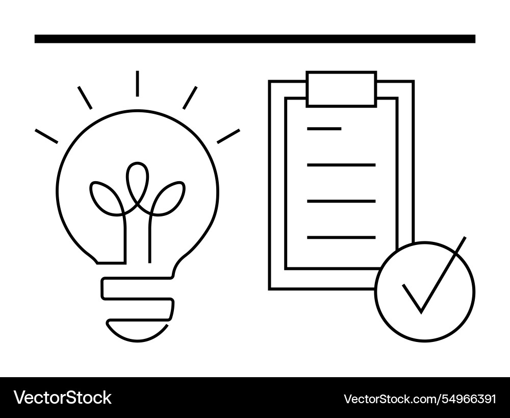 Light bulb and checklist with checkmark Vector Image