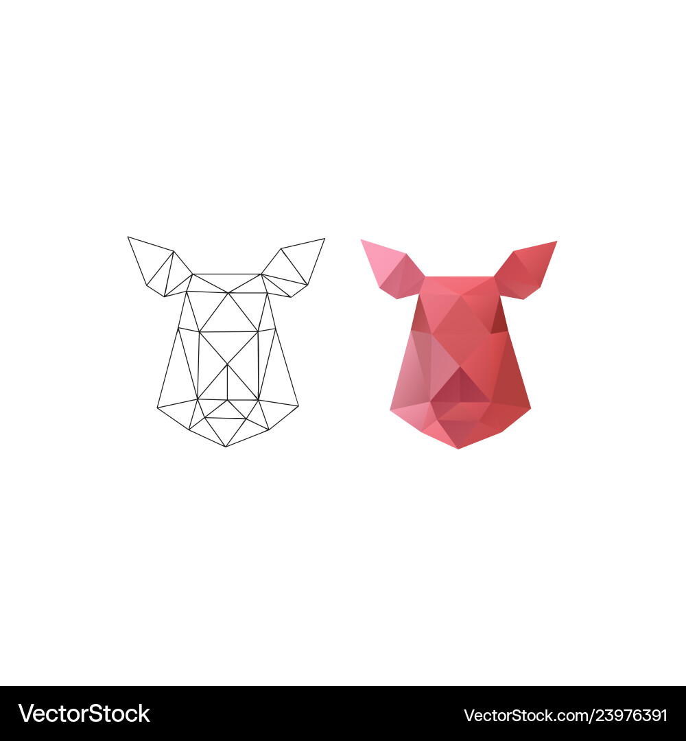 Pig head triangle polygon design abstract shape Pig head triangle polygon design abstract shape Vector Image