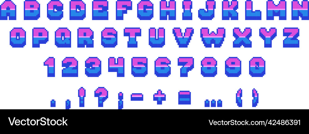 Retro pixel font 8 bit arcade game letters Retro pixel font 8 bit arcade game letters vector image