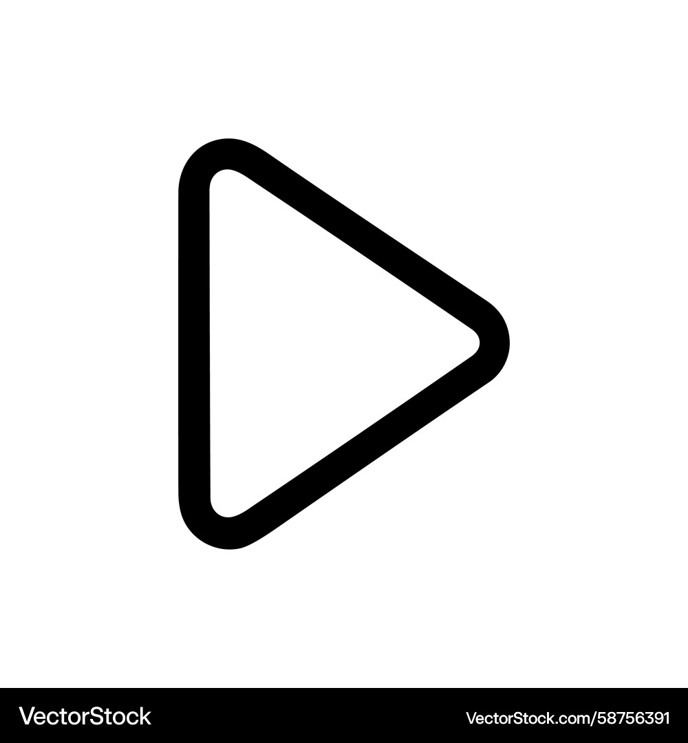 Rounded Play Button Icon - Triangle Vector Image