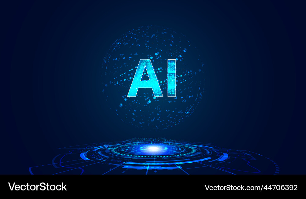 Abstract artificial intelligence on atomic Abstract artificial intelligence on atomic Vector Image