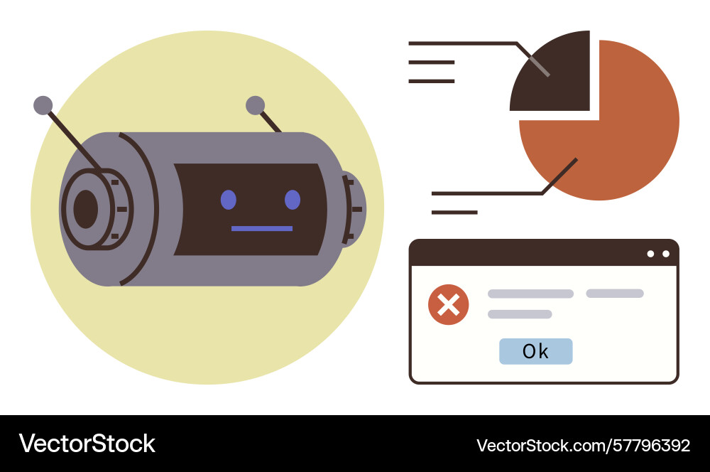 Artificial intelligence error concept with robot Artificial intelligence error concept with robot vector image