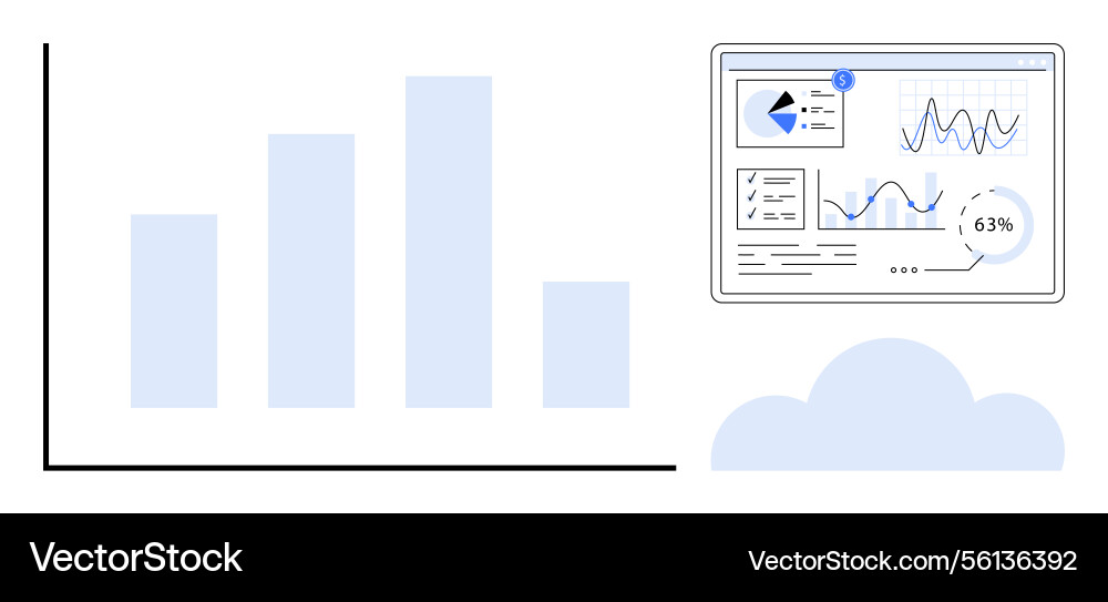 Cloud-Daten Dashboard mit Bargraph und Analytik Cloud-Daten Dashboard mit Bargraph und Analytik vektorbild