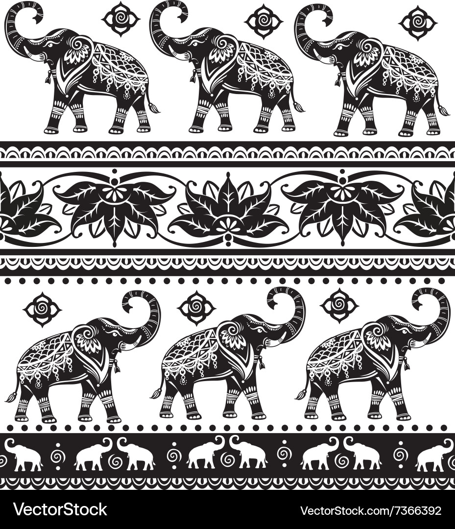 Elephant Motif Pattern vector image