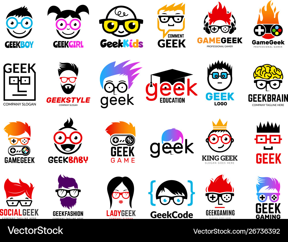 Geek & Nerd Logo Collection vector image