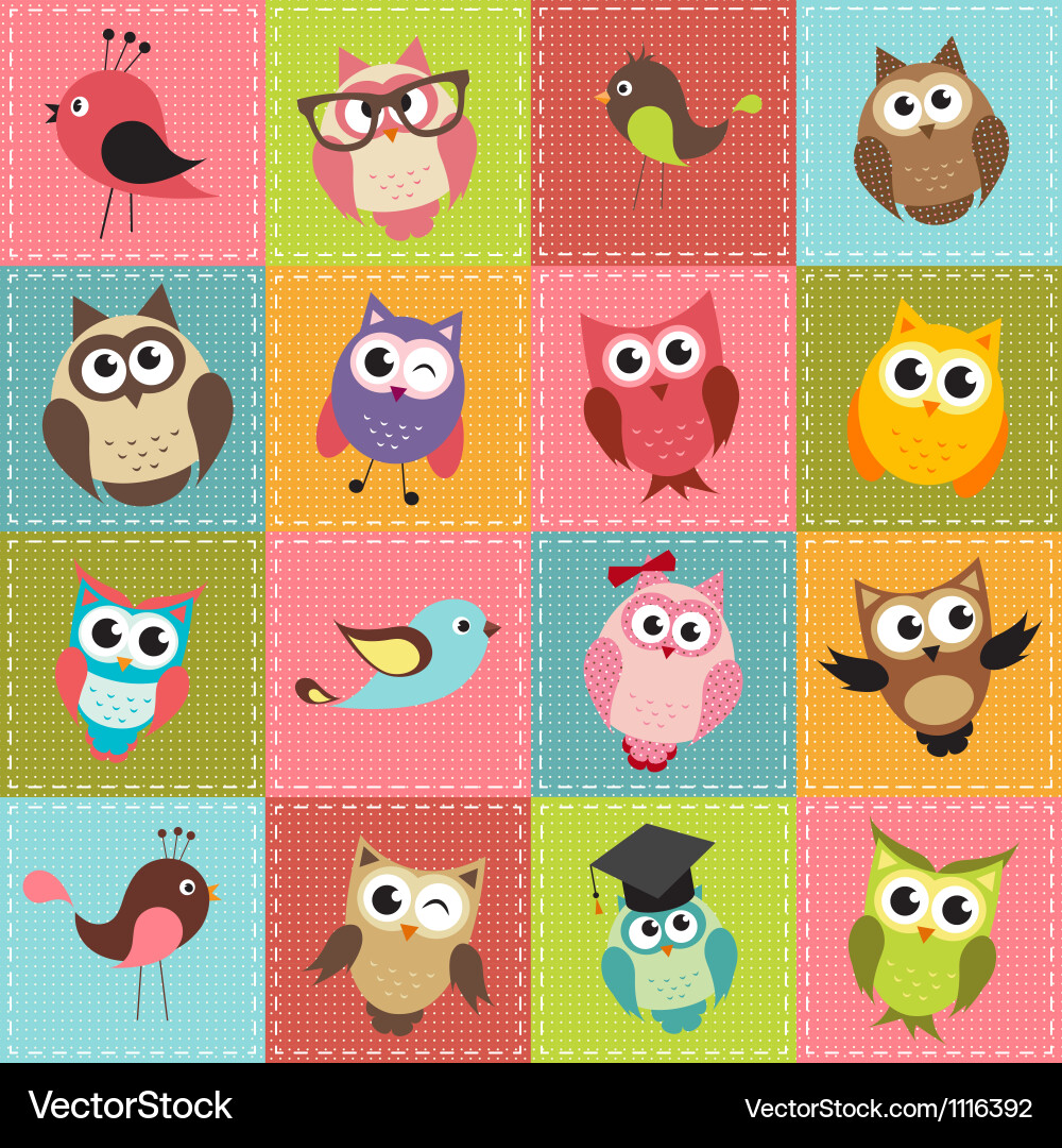Patchwork Owl Background Vector Image