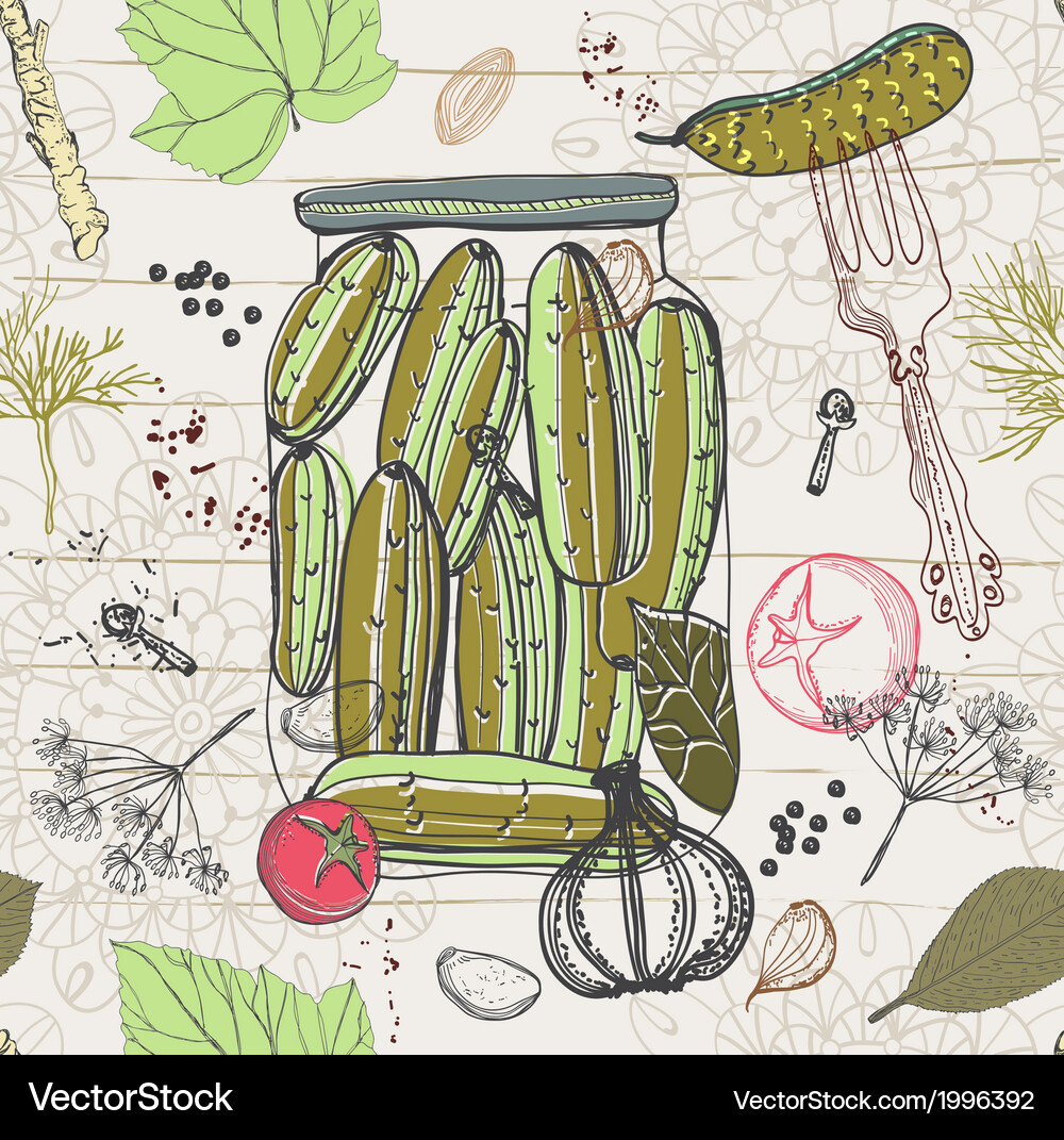 Pickled Cucumbers Pattern Vector Image