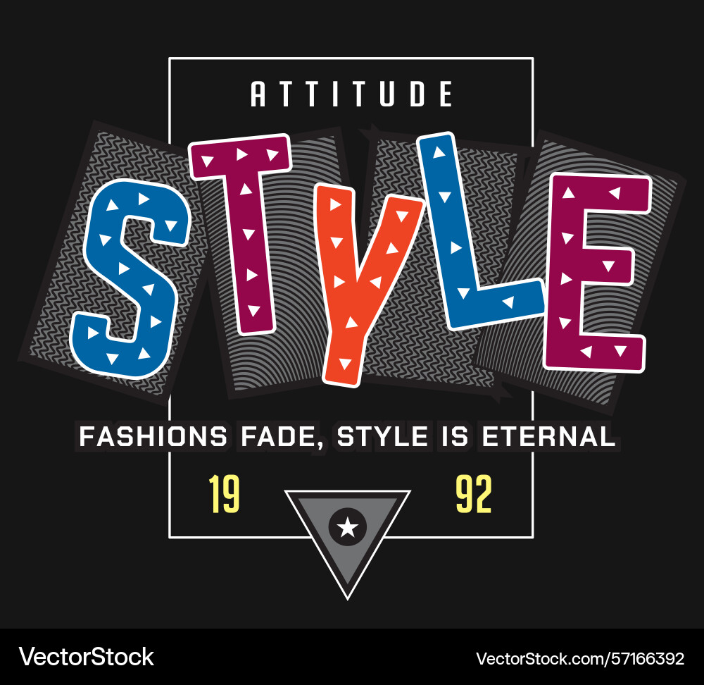 Style colorful typography design with different vector image